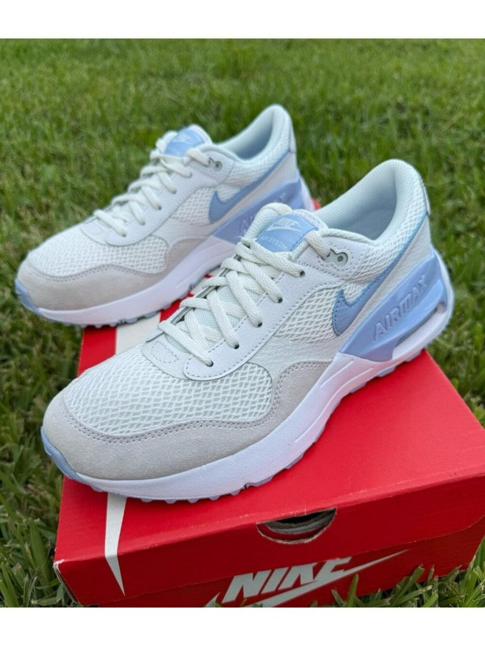 * 7Y | 8.5 WOMEN'S NIKE AIR MAX SYSTEM SUMMIT WHITE / BLUE SPORTSWEAR DQ0284-111